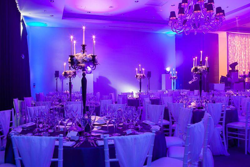 Venue draping with candelabras