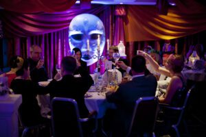 Venue Draping for a Venetia ball. Wall drapes and ceiling drapes