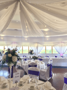 Beautiful white ceiling wedding draping