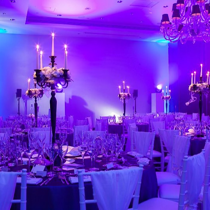 Winter party with chandelier 