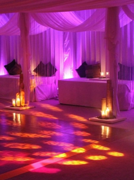 Wall drapes for a party with uplights