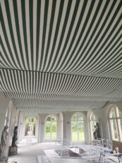 Permanent installation ceiling drapes