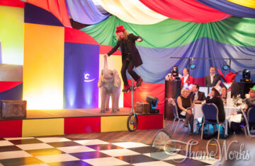 Circus themed party draping